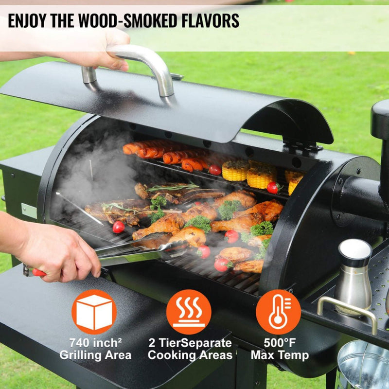 53" Heavy Duty Portable Wood Pellet BBQ Grill With Cart (SAK93641) - SAKSBY Wholesale - Smoked Flavors View