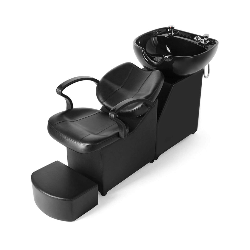 53-Inch Large Premium Salon Barber Backwash Shampoo Chair W/ Bowl, Sink & Footrest (SAK18745) - Saksby Wholesale - Front Side View