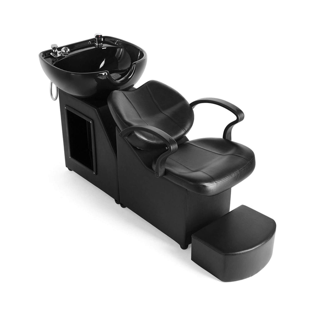 53-Inch Large Premium Salon Barber Backwash Shampoo Chair W/ Bowl, Sink & Footrest (SAK18745) - Saksby Wholesale - Side Front View
