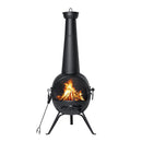 55" Outdoor Wood Burning Cast Iron Patio Fire Pit Chiminea With Cover, Black (94713625) - SAKSBY.com -Front View