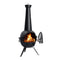 55" Outdoor Wood Burning Cast Iron Patio Fire Pit Chiminea With Cover, Black (94713625) - SSide View