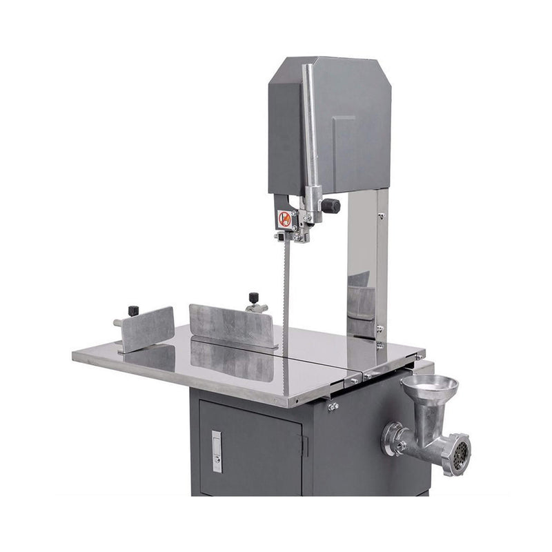 Belt-Driven Band Saw With Meat Grinder Attachment On A White Background - Saksby Wholesale
