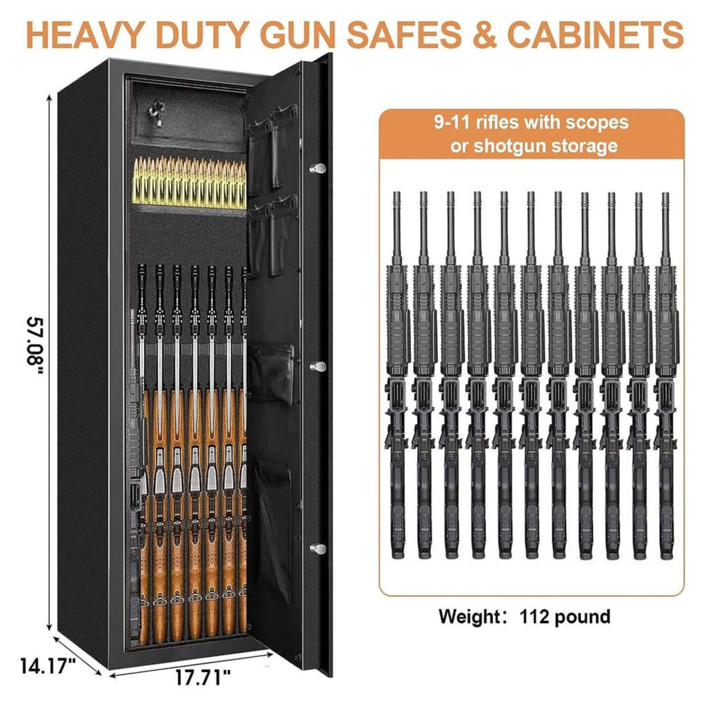 57" Heavy Duty Anti-Theft Fireproof Biometric Gun Rifle Pistol Safe For Home, 11-12 Guns (SAK53816) - Saksby Wholesale - Dimensions