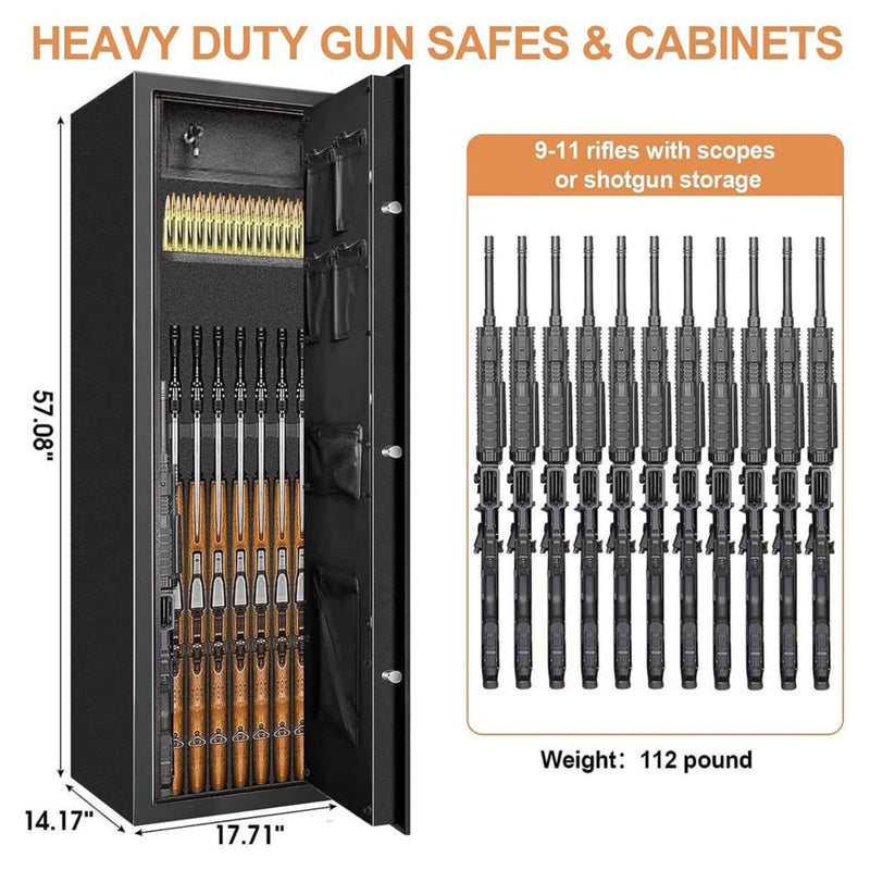 57" Heavy Duty Anti-Theft Fireproof Biometric Gun Rifle Pistol Safe For Home, 11-12 Guns (SAK53816) - Saksby Wholesale - Dimensions