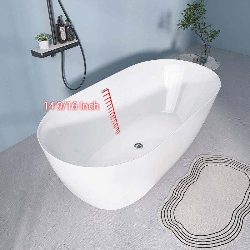 59" Freestanding Acrylic Oval Shape Soaking Tub With Integrated Slotted Overflow (95173864) - SAKSBY.com - Vanities - SAKSBY.com