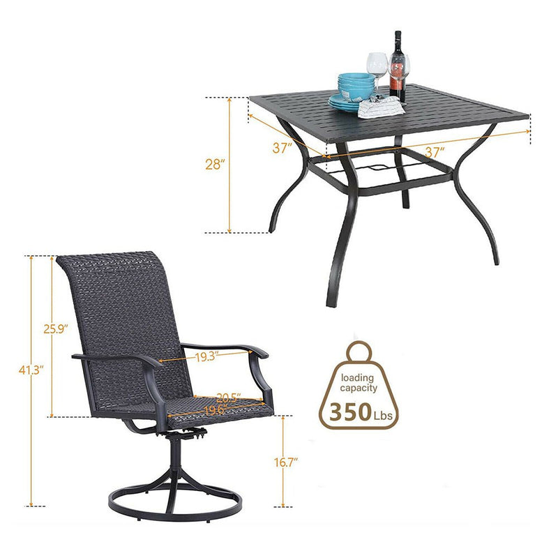 5PCS Outdoor Patio Rattan Dining Furniture Set With Swivel Armchairs (91823705) - SAKSBY.com - Outdoor Furniture - SAKSBY.com