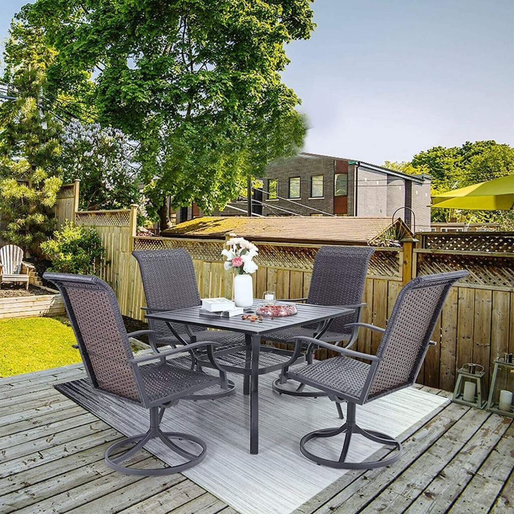 5PCS Outdoor Patio Rattan Dining Furniture Set With Swivel Armchairs (91823705) - SAKSBY.com - Outdoor Furniture - SAKSBY.com