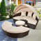 5PCS Round Outdoor Patio Rattan Wicker Daybed With Retractable Canopy, 66'' - SAKSBY.com - Outdoor Furniture - SAKSBY.com