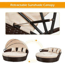 5PCS Round Outdoor Patio Rattan Wicker Daybed With Retractable Canopy, 66'' - SAKSBY.com - Outdoor Furniture - SAKSBY.com