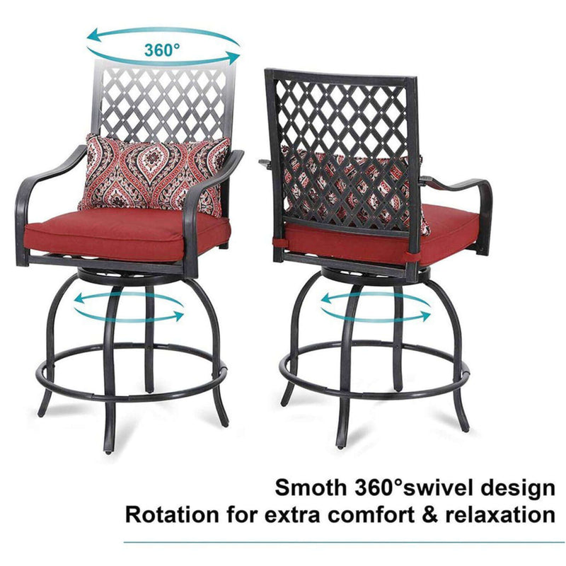 6 PCS Outdoor Patio Bar Set Dining Table With Umbrella & Swivel Bar Stools (SAK53218) - Saksby Wholesale - 360 View
