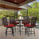 6 PCS Outdoor Patio Bar Set Dining Table With Umbrella & Swivel Bar Stools (SAK53218) - Saksby Wholesale - Lifestyle Umbrella View