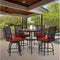 6 PCS Outdoor Patio Bar Set Dining Table With Umbrella & Swivel Bar Stools (SAK53218) - Saksby Wholesale - Lifestyle Umbrella View
