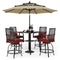 6 PCS Outdoor Patio Bar Set Dining Table With Umbrella & Swivel Bar Stools (SAK53218) - Saksby Wholesale - Beige Umbrella View