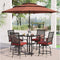 6PCS Outdoor Patio Bar Set Dining Table With Umbrella & Swivel Bar Stools (SAK53218) - Saksby Wholesale - Full Lifestyle Brown View