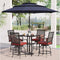 6PCS Outdoor Patio Bar Set Dining Table With Umbrella & Swivel Bar Stools (SAK53218) - Saksby Wholesale - Full Lifestyle View