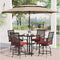 6 PCS Outdoor Patio Bar Set Dining Table With Umbrella & Swivel Bar Stools (SAK53218) - Saksby Wholesale - Beige Color View