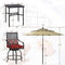 6 PCS Outdoor Patio Bar Set Dining Table With Umbrella & Swivel Bar Stools (SAK53218) - Saksby Wholesale - Beige Color View