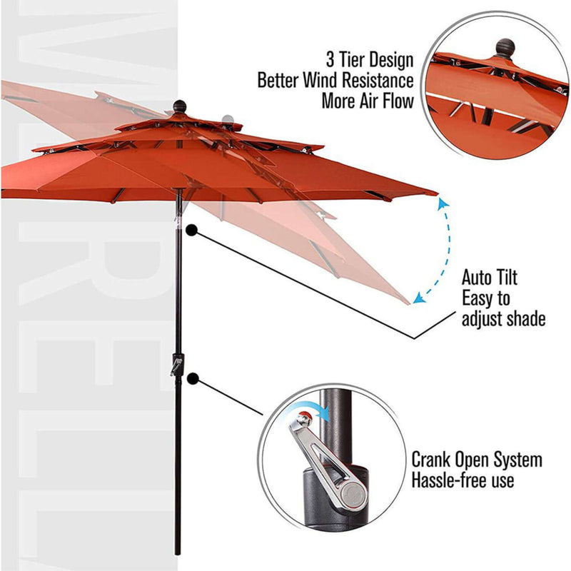 6 PCS Outdoor Patio Bar Set Dining Table With Umbrella & Swivel Bar Stools (SAK53218) - Saksby Wholesale - Umbrella Features View