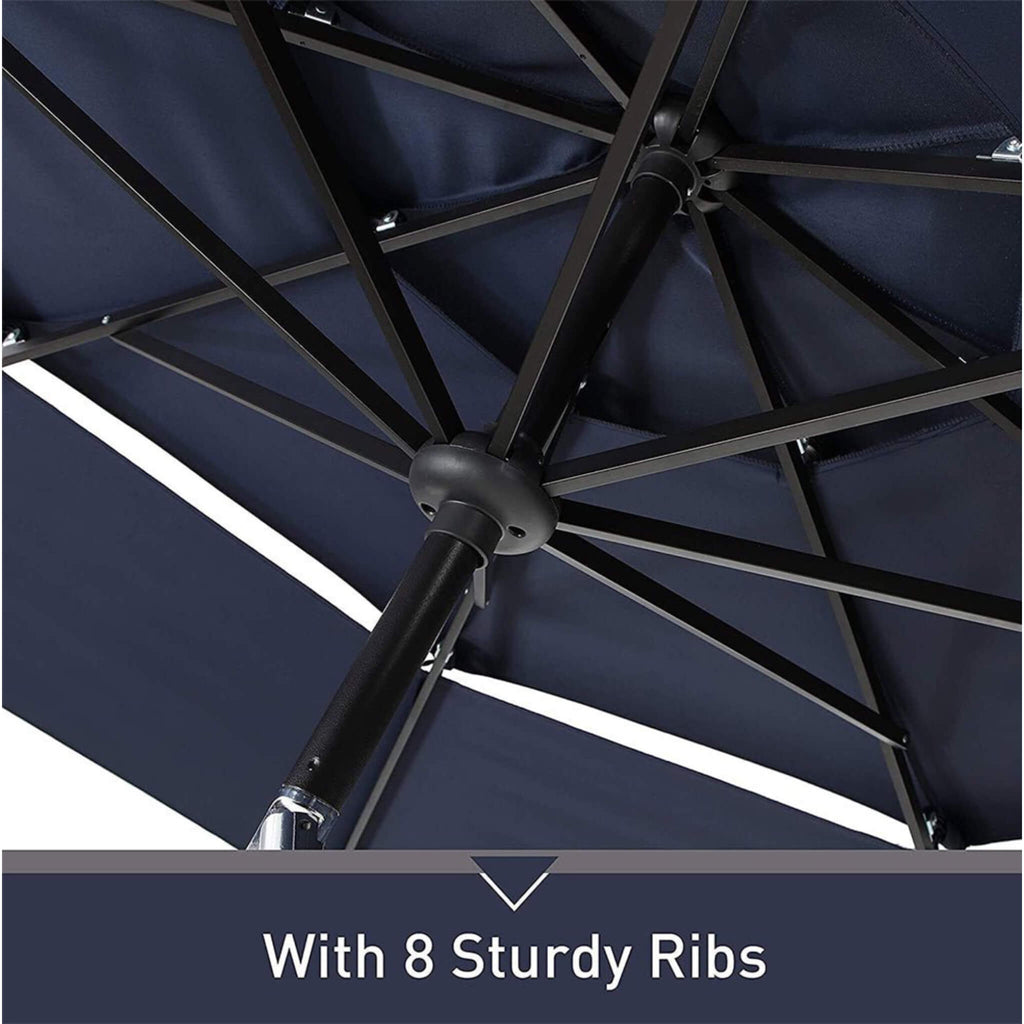 6 PCS Outdoor Patio Bar Set Dining Table With Umbrella & Swivel Bar Stools (SAK53218) - Saksby Wholesale - Features View
