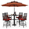 6 PCS Outdoor Patio Bar Set Dining Table With Umbrella & Swivel Bar Stools (SAK53218) - Saksby Wholesale - Red Umbrella View