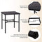 6 PCS Outdoor Patio Bar Set Dining Table With Umbrella & Swivel Bar Stools (SAK53218) - Saksby Wholesale - Table Material View