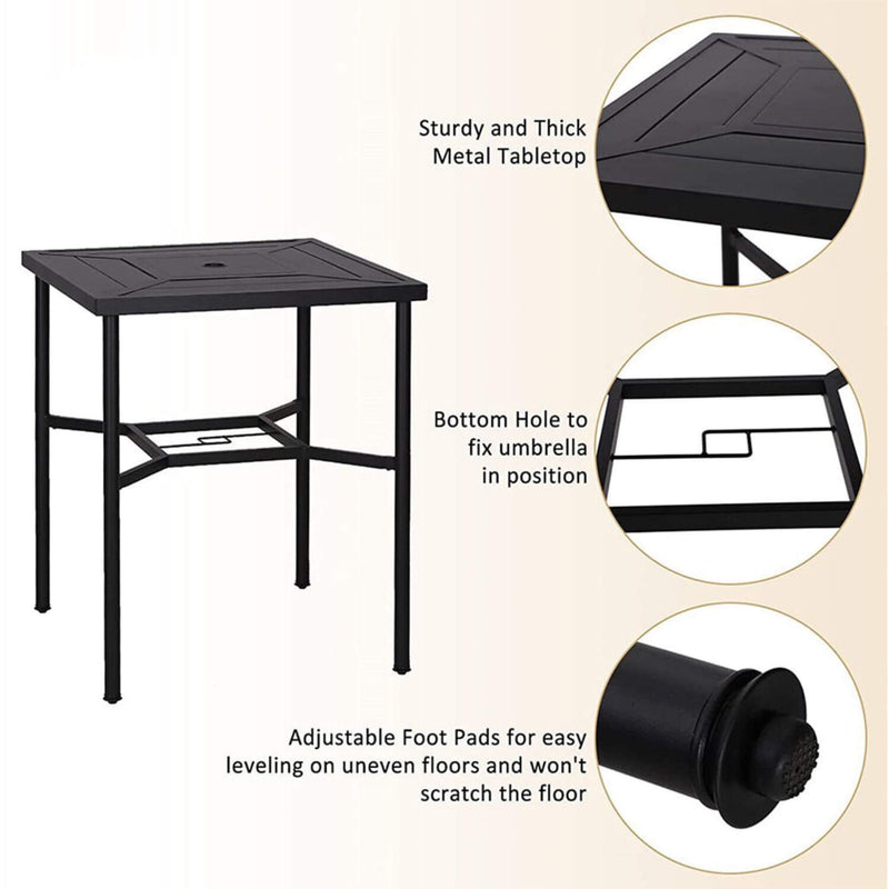 6 PCS Outdoor Patio Bar Set Dining Table With Umbrella & Swivel Bar Stools (SAK53218) - Saksby Wholesale - Table Material View