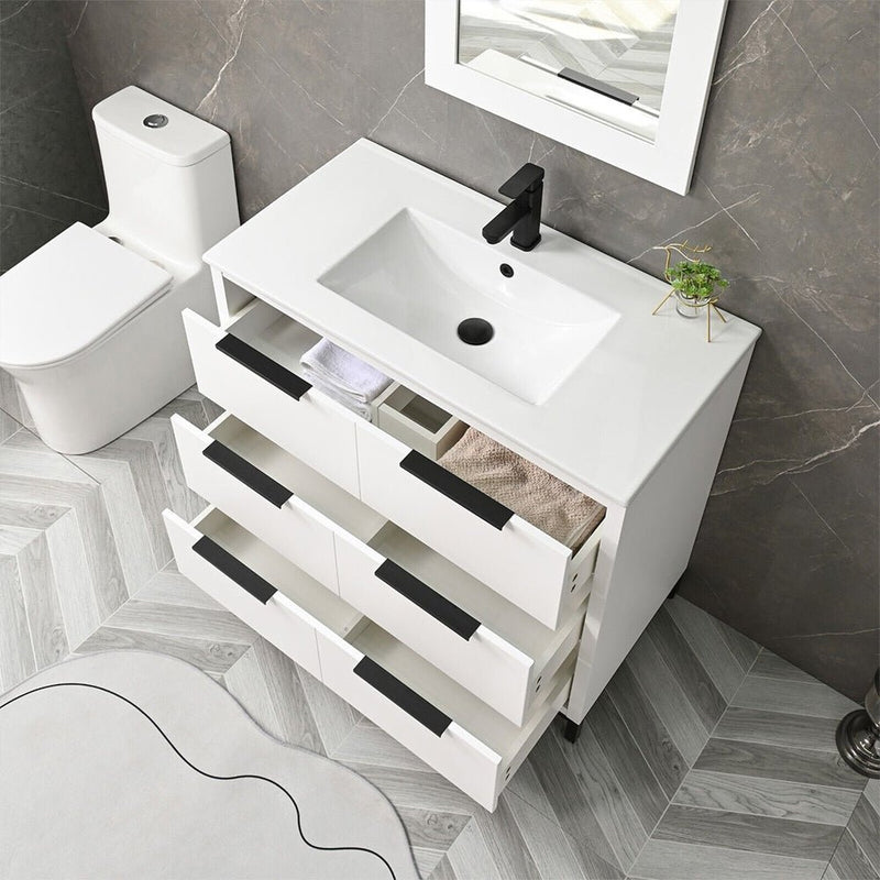 72'' Bathroom Vanity Set With Ceramic Sinks And MDF Drawer Cabinets (96471852) - SAKSBY.com - Kitchen & Utility Sinks - SAKSBY.com