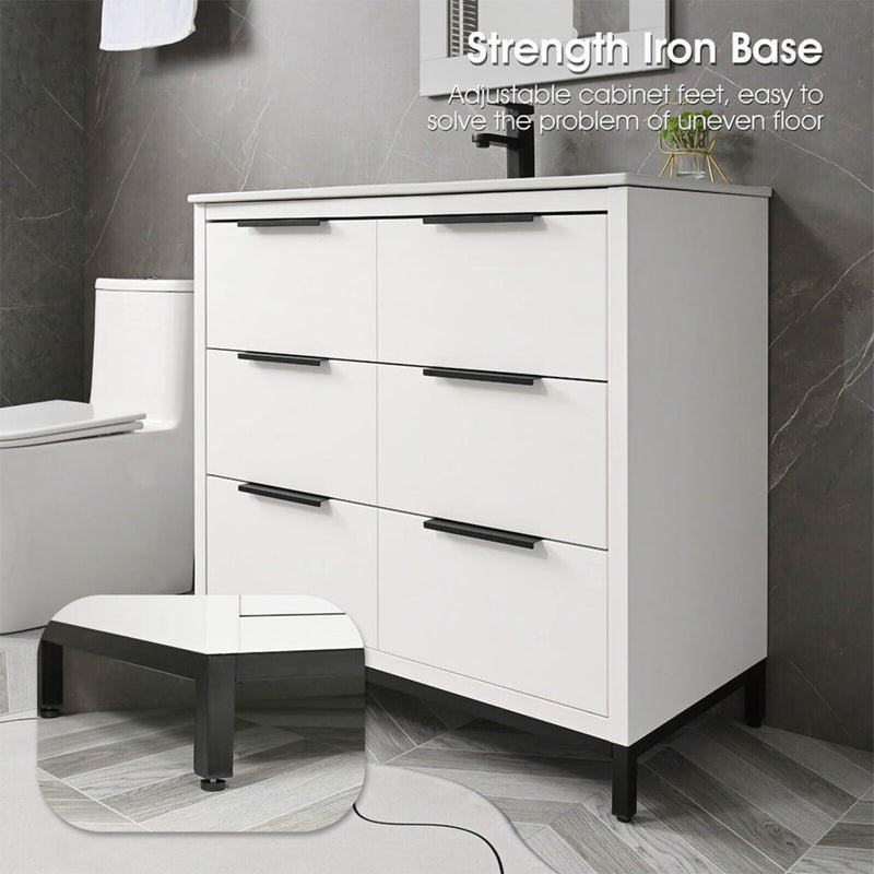 72'' Bathroom Vanity Set With Ceramic Sinks And MDF Drawer Cabinets (SAK71852) - Saksby Wholesale - Iron Base Materials View