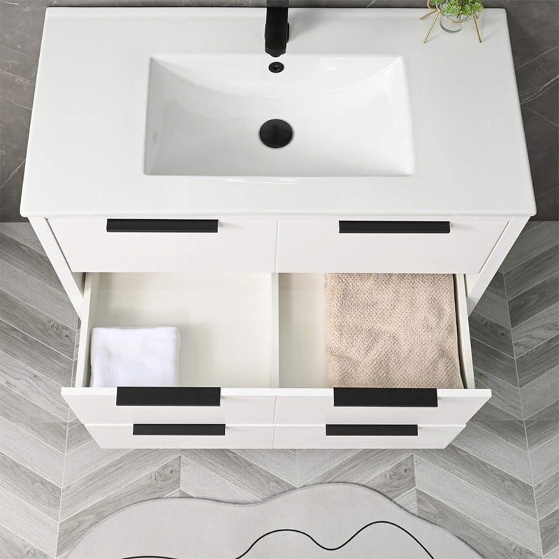 72'' Bathroom Vanity Set With Ceramic Sinks And MDF Drawer Cabinets (SAK71852) - Saksby Wholesale - Top View