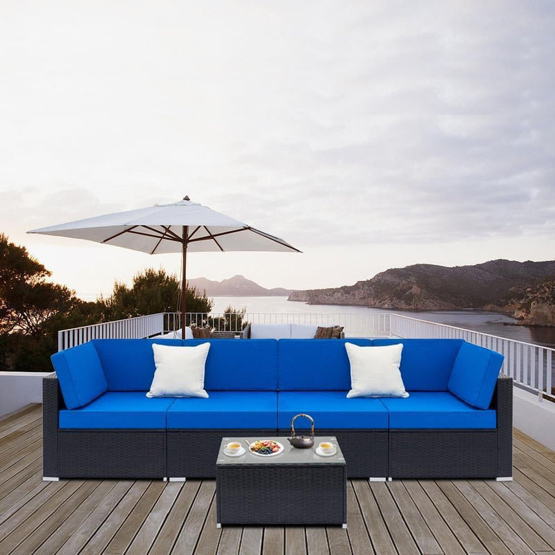 7PC Outdoor Cushioned Patio Rattan Wicker Sofa Sectional Furniture Set (93875941) -Demonstration View