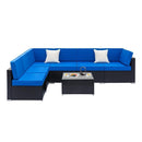 7PC Outdoor Cushioned Patio Rattan Wicker Sofa Sectional Furniture Set (93875941) - Front View