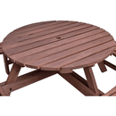 8-Person Round Outdoor Wooden Patio Picnic Dining Table Bench, 43.5'' - SAKSBY.com - Picnic Tables - SAKSBY.com