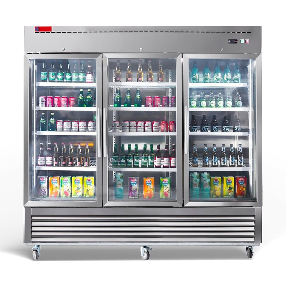 82" Commercial Stainless Steel Upright Display 3 Section Merchandiser Refrigerator (93815724) - SAKSBY.com - Refrigerators - SAKSBY.com