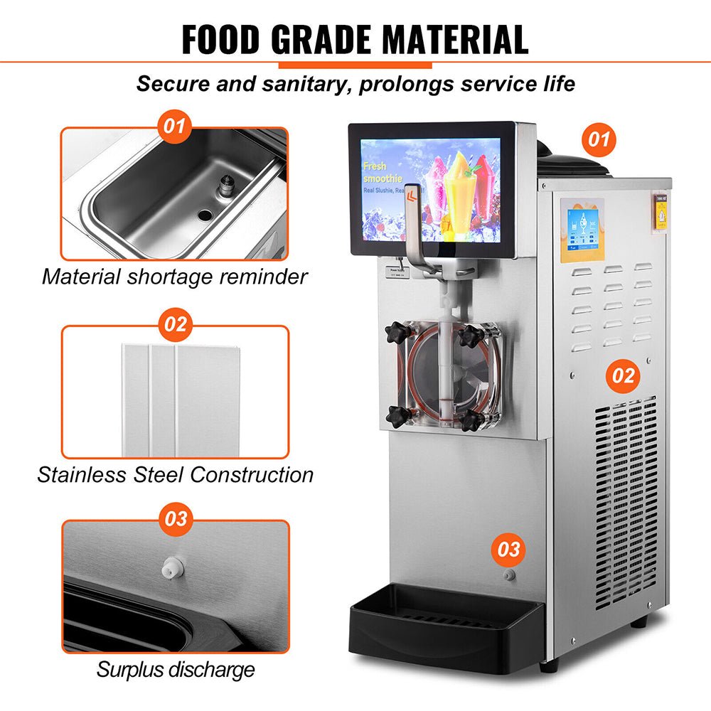8L Commercial Single Frozen Margarita Ice Slushy Drink Maker Machine, 1050W Side View