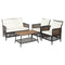 8PCS Outdoor Patio Rattan Furniture Set W/ Cushioned Chairs & Wooden Table Top (91730284) - Side View