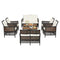 8PCS Outdoor Patio Rattan Furniture Set W/ Cushioned Chairs & Wooden Table Top (91730284) - Front View
