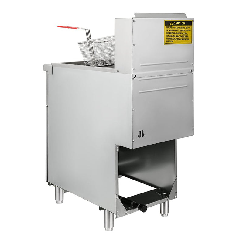 90K BTU Commercial Stainless Steel Natural Gas Powered Floor Deep Fryer With Baskets, 40-50 LBS (94753028) - Side View