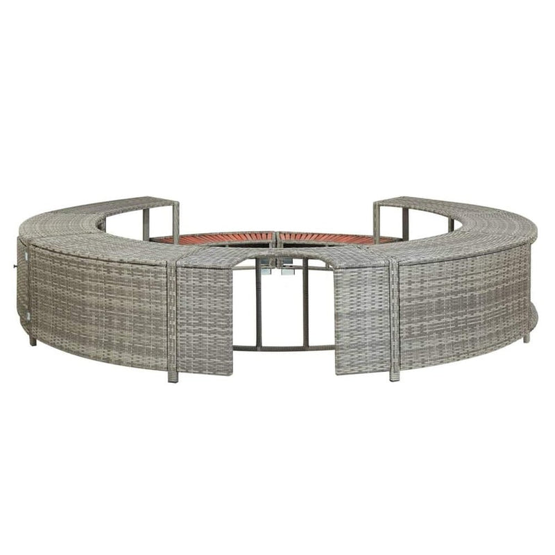 9FT Premium Round Outdoor Rattan Hot Tub Surround Frame With Storage Compartment, Gray (96315274) - Side View