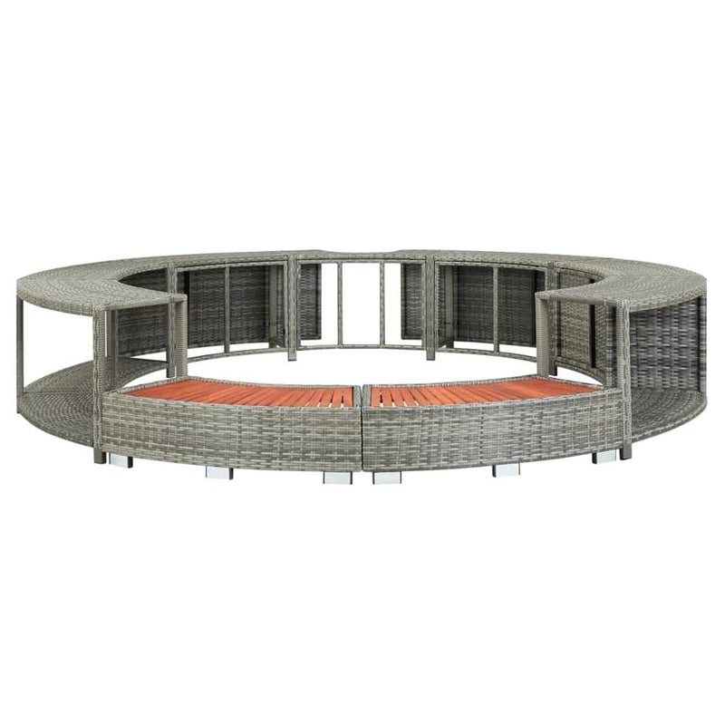 9FT Premium Round Outdoor Rattan Hot Tub Surround Frame With Storage Compartment, Gray (96315274) -Side View