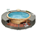 9FT Premium Round Outdoor Rattan Hot Tub Surround Frame With Storage Compartment, Gray (96315274) - SAKSBY.com -Front View