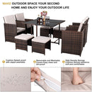 9PCS Outdoor Patio Sectional Wicker Rattan Furniture Set W/ Tempered Glass Table (98457316) - Zoom Parts View
