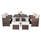 9PCS Outdoor Patio Sectional Wicker Rattan Furniture Set W/ Tempered Glass Table (98457316) - Front View
