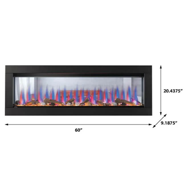 NAPOLEON Clearion Elite 60 Fully Recessed See Thru Wall Mounted Electric Fireplace, 60" - SAKSBY.com - Measurement View