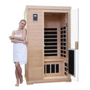 Premium Hemlock Wood Two Person FAR Infrared Sauna Room W/ Glass Door, 1750W (96081525) - SAKSBY.com - Demonstration View