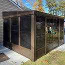 Alora Atrium Premium Against Wall Mounted Solarium Sunroom With Galvanized Steel Sloping Roof (SAK96375) - Saksby Wholesale - Exterior Design In Lifestyle Image