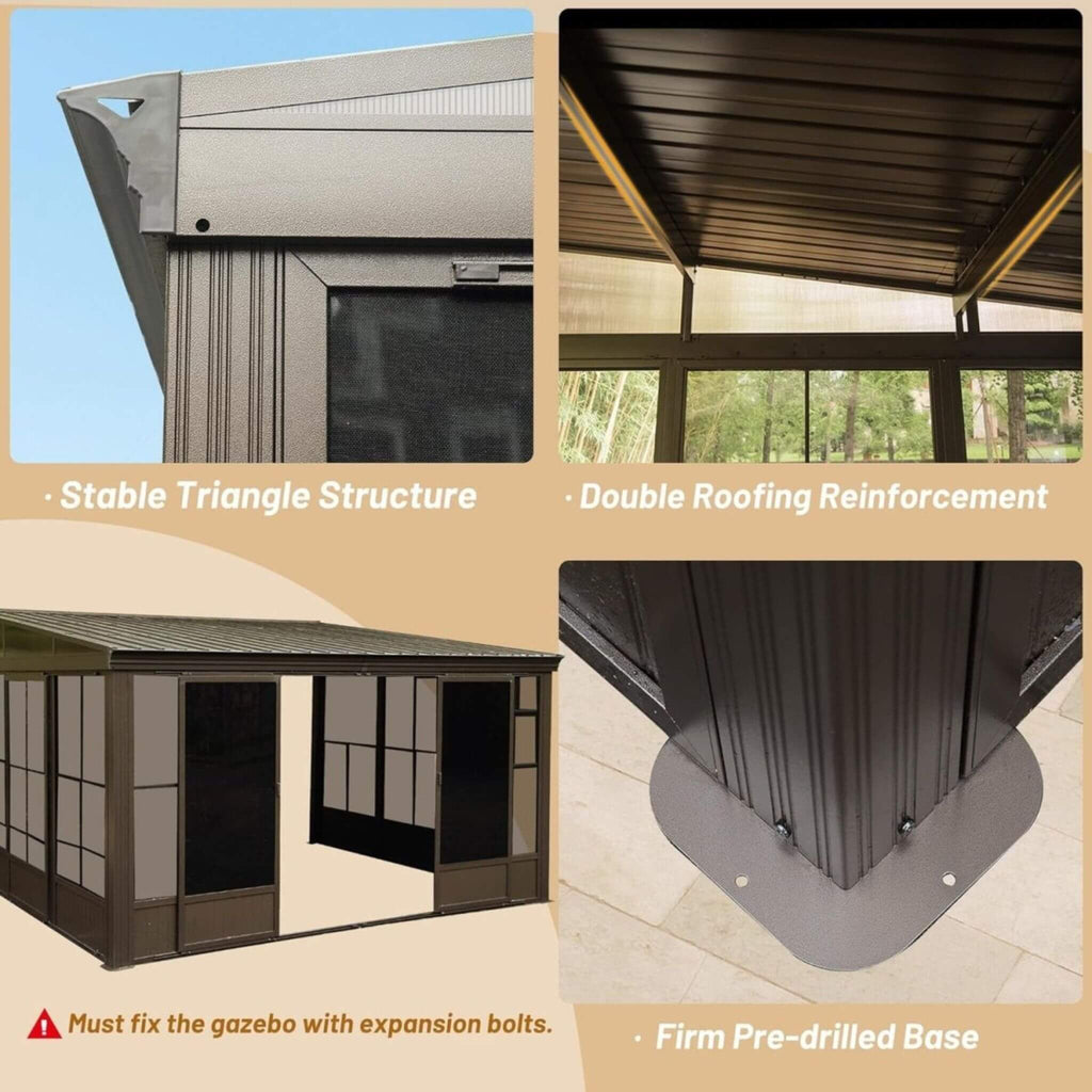 Alora Atrium Premium Against Wall Mounted Solarium Sunroom With Galvanized Steel Sloping Roof (SAK96375) - Saksby Wholesale - Features
