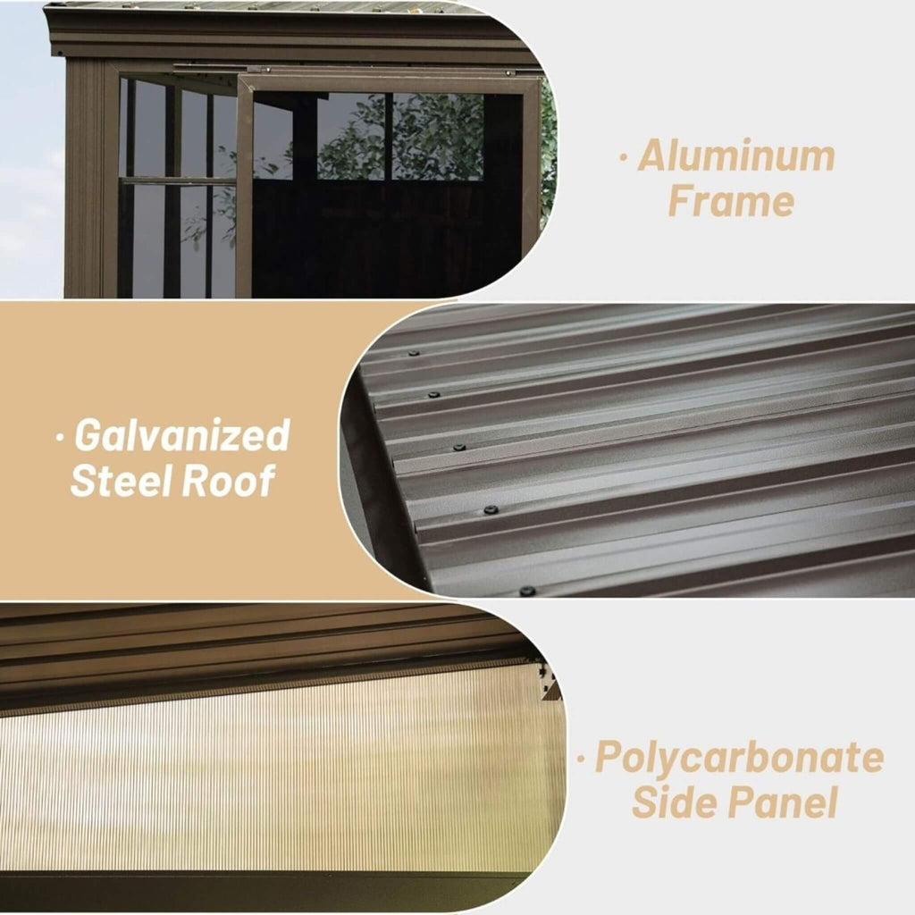 Alora Atrium Premium Against Wall Mounted Solarium Sunroom With Galvanized Steel Sloping Roof (SAK96375) - Saksby Wholesale -
 Material Features