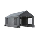 [12X20FT] Alora Heavy-Duty Outdoor Premium Garage Tarp Canopy Shelter W/ Removable Sidewalls (SAK94615) - Saksby Wholesale - Open Curtains View