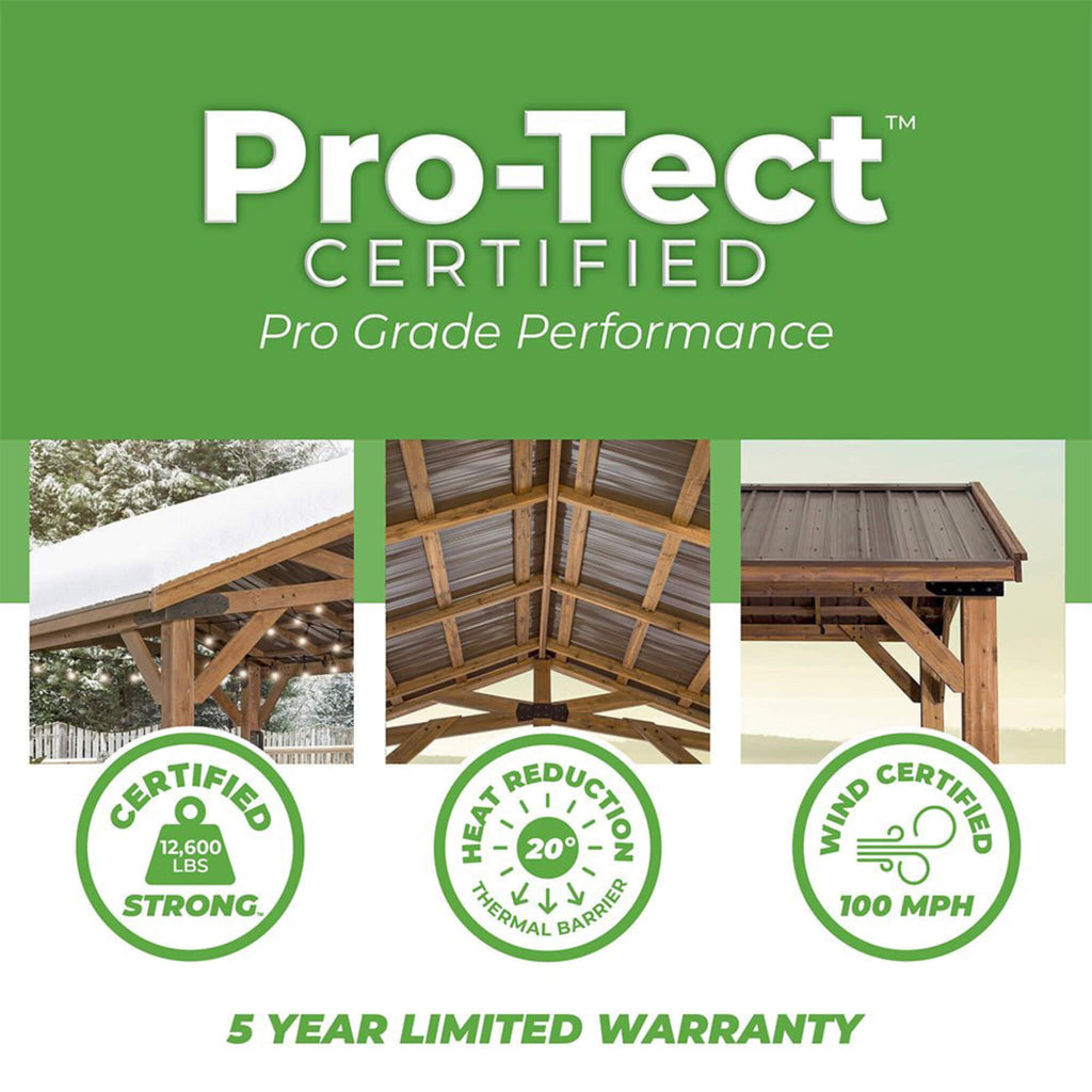 [12X20FT] Alora Premium All Cedar Wooden Carport Pavilion Gazebo With Sloped Hardtop Steel Roof (SAK14279) - Saksby Wholesale - Certification View