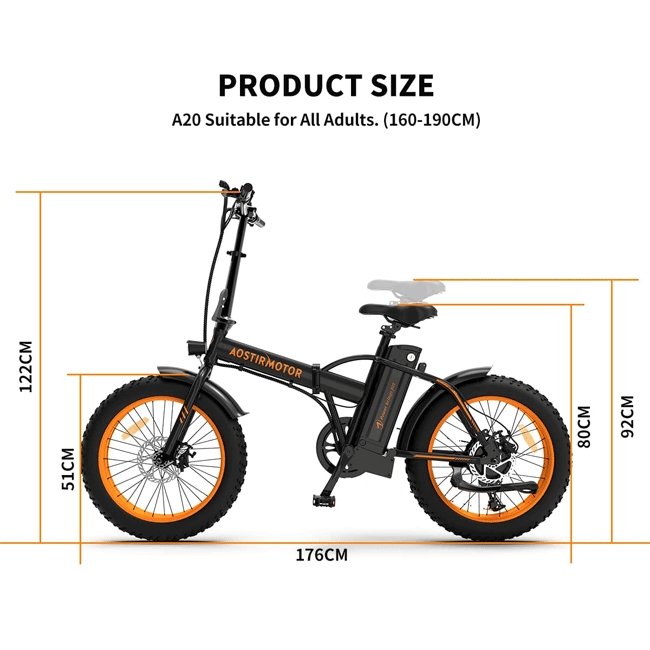 AOSTIRMOTOR A20 36V/13Ah Mini Fat Tire Folding Electric Bike, 20" - SAKSBY.com - Electric Bicycles - SAKSBY.com